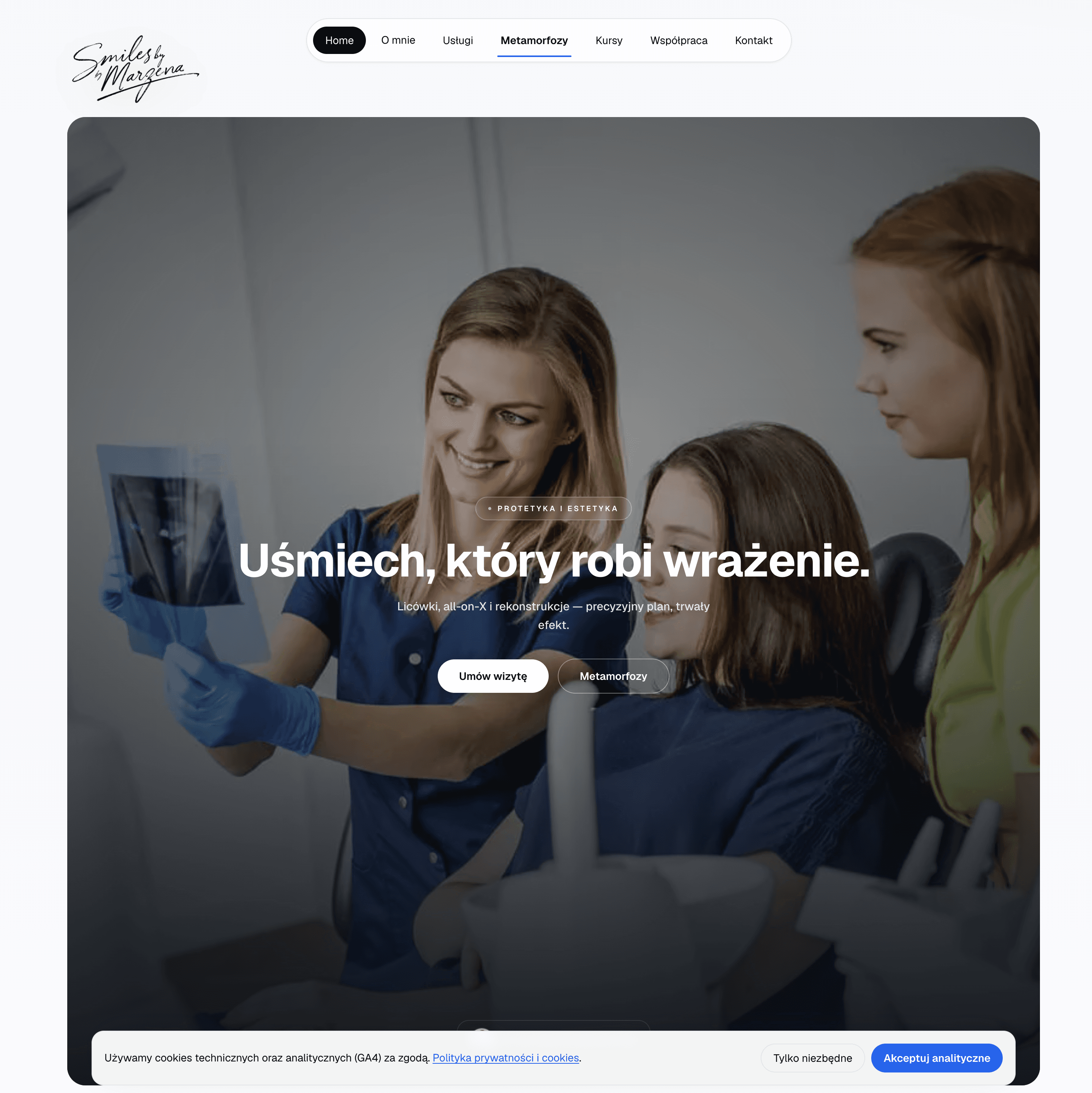 Projekt strony internetowej dla kliniki stomatologicznej
