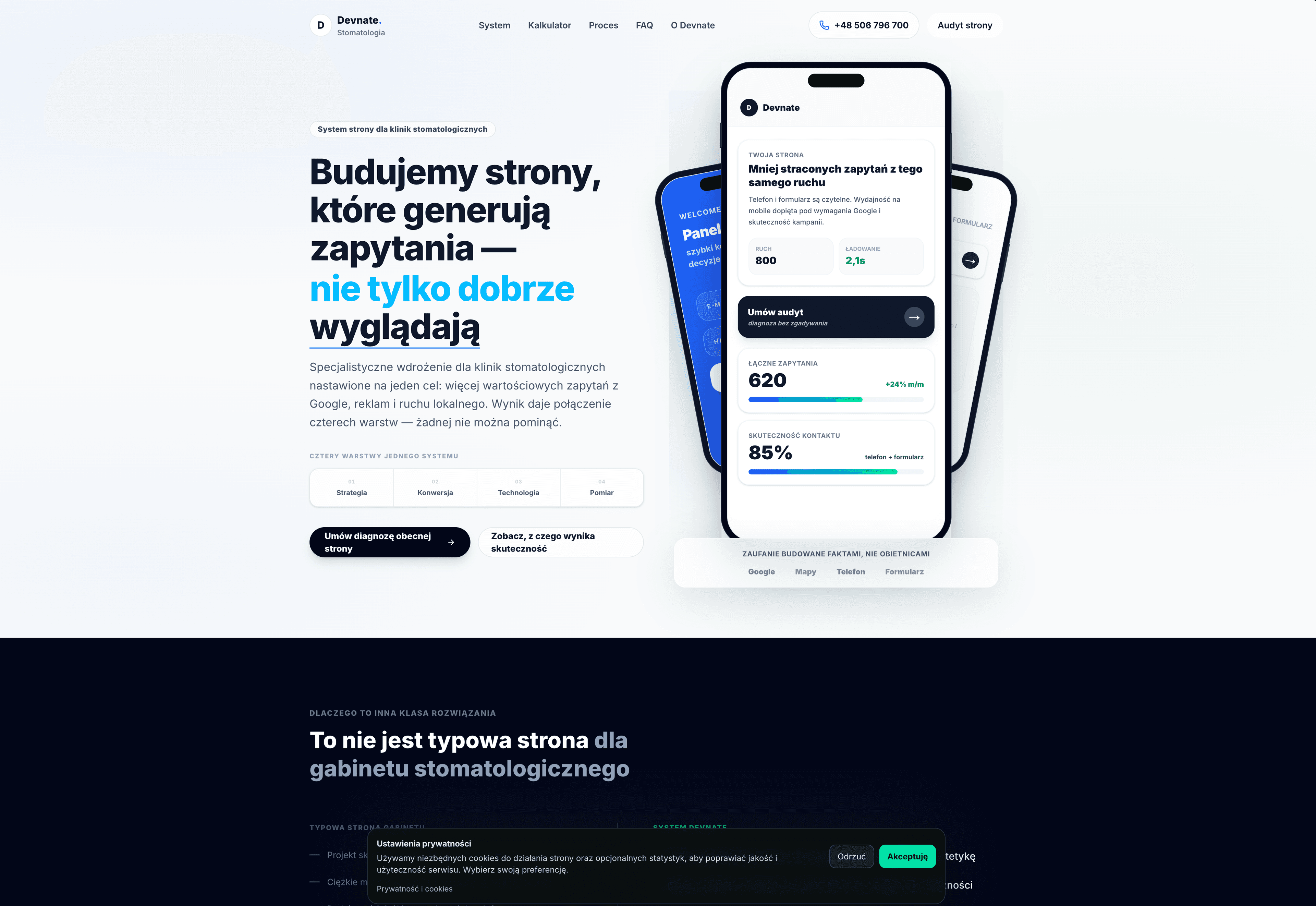 Case study strony dla stomatologa przygotowanej przez Devnate